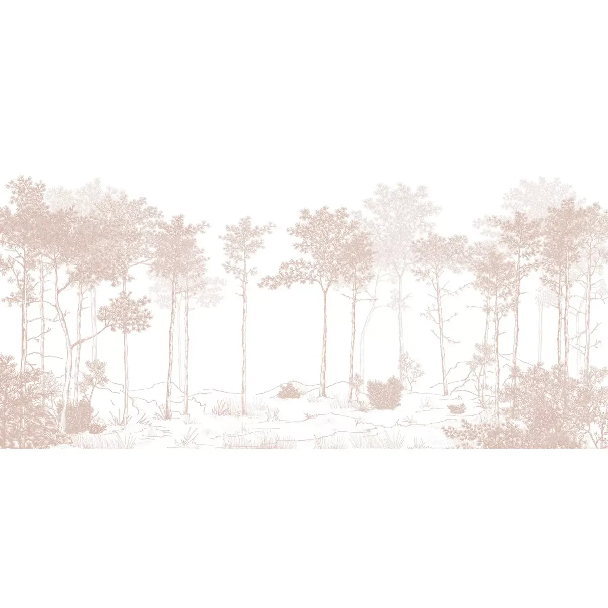 Illustration numéro 2 du produit Papier peint panoramique balade dans les bois beige 375x250cm