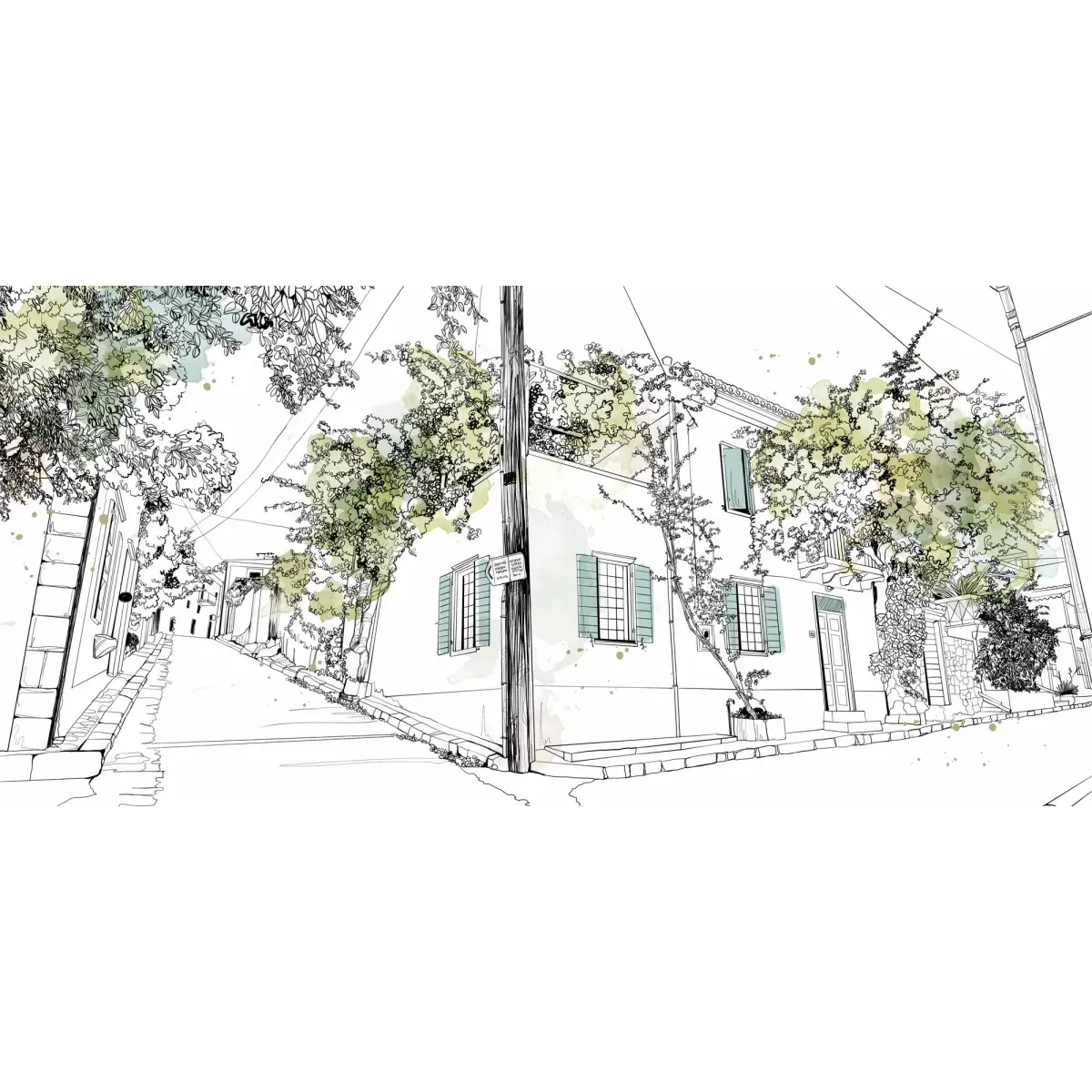Illustration numéro 2 du produit Papier peint panoramique village en fleurs vert 450x250cm