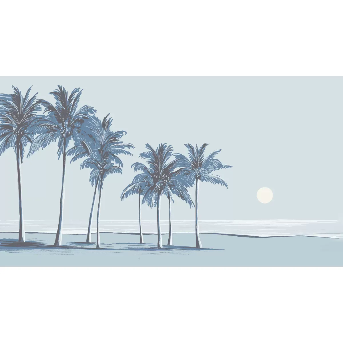 Illustration numéro 2 du produit Papier peint panoramique palmiers bleu 375x250cm