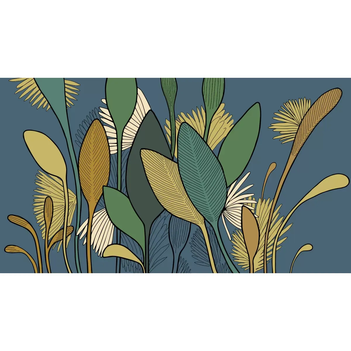 Illustration numéro 2 du produit Papier peint panoramique végétal vert 300x250cm