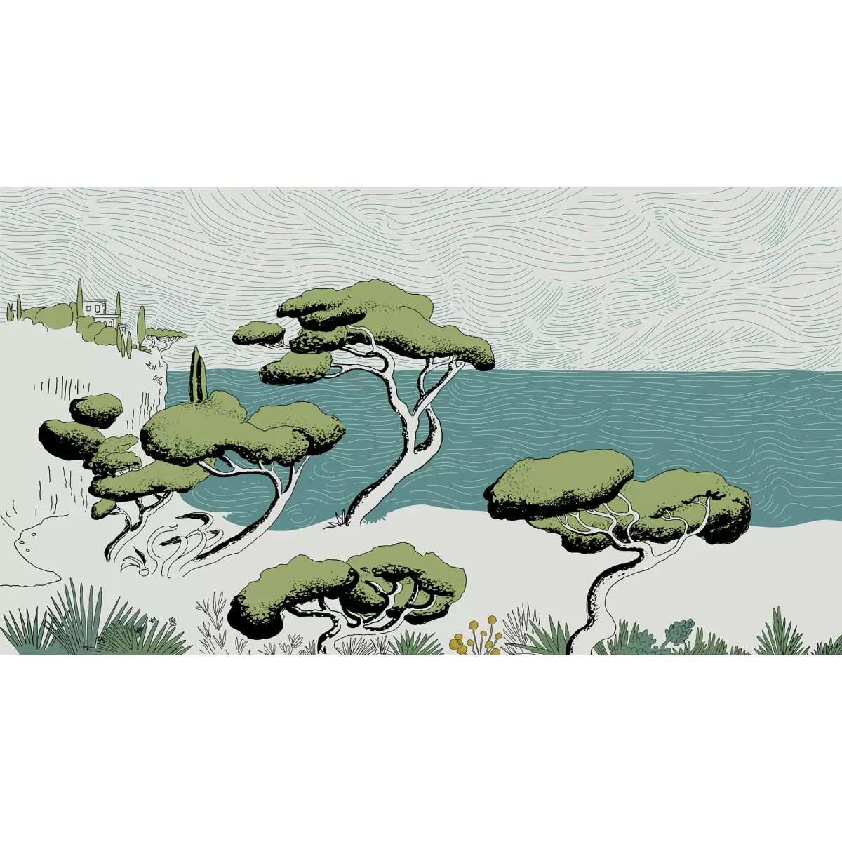 Illustration numéro 2 du produit Papier peint panoramique calanques blanc 375x250cm
