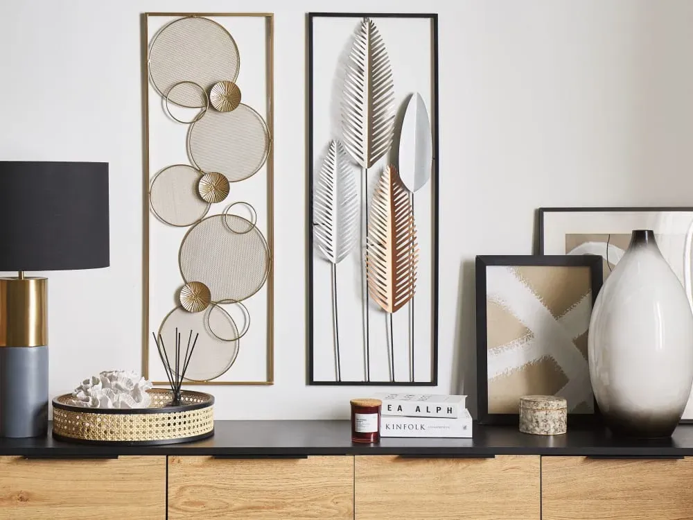 Illustration numéro 2 du produit Décoration murale feuille métal 90 cm argenté