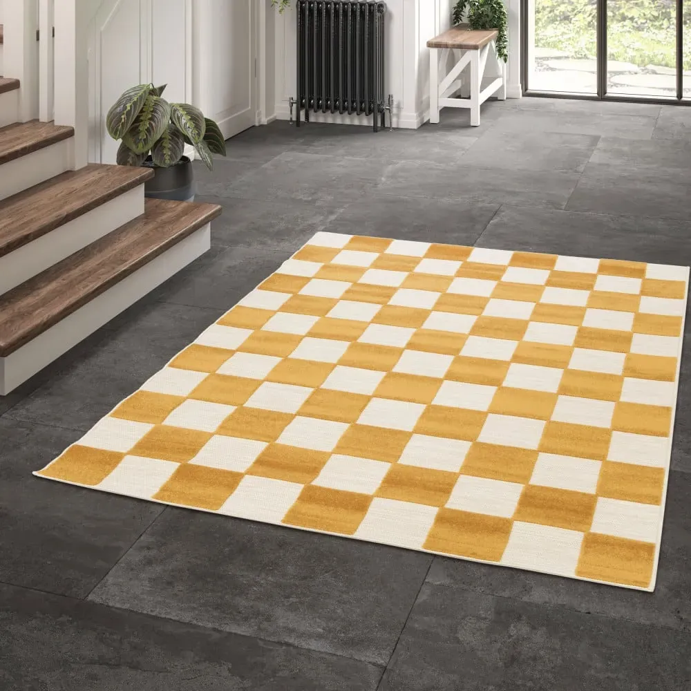 Illustration numéro 2 du produit Tapis int/ext  géométrique - 160x230cm Jaune moutarde Polypropylène