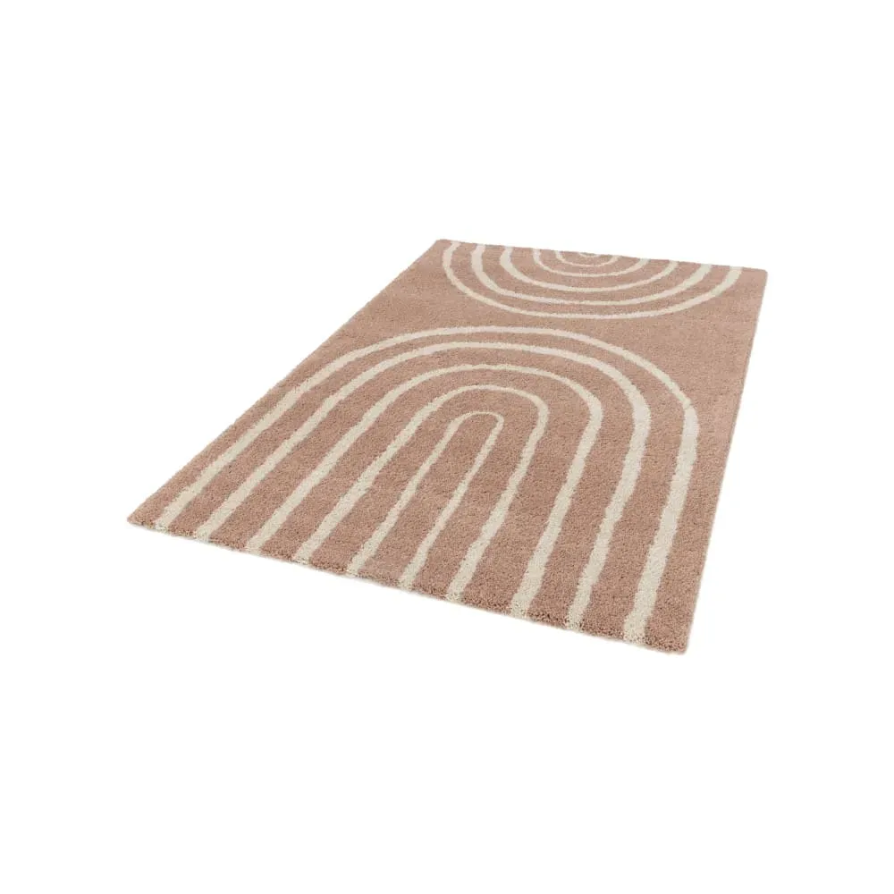 Illustration numéro 2 du produit Tapis contemporain géométrique - 120x170cm Vieux rose Polypropylène