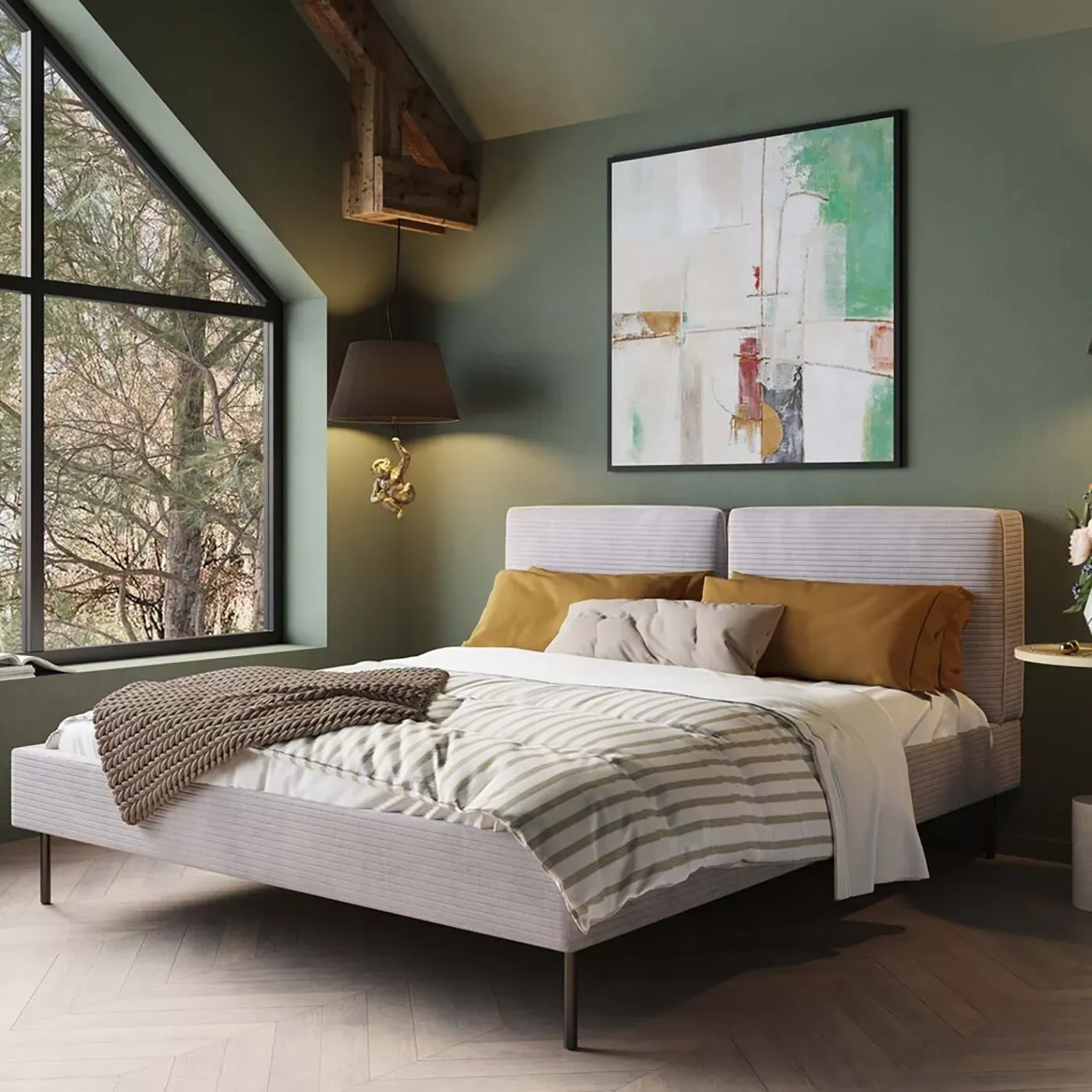 Illustration numéro 2 du produit Peinture Frame Dust 120x120cm verte Kare Design