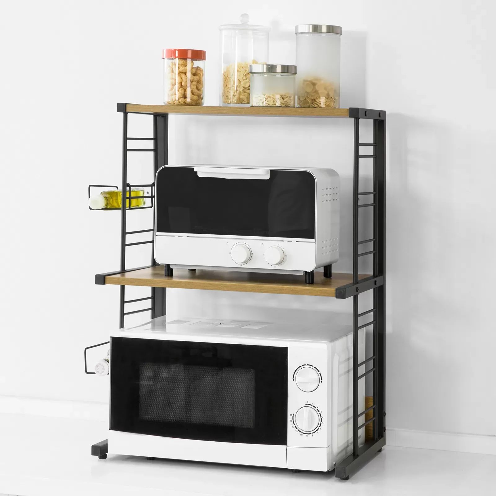 Illustration numéro 2 du produit Étagère Micro Onde à cadre en métal noir