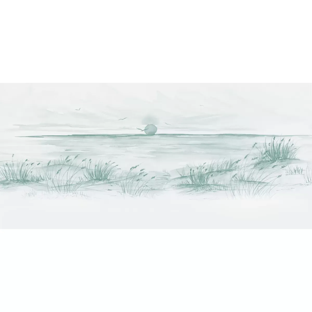 Illustration numéro 2 du produit Papier peint panoramique coucher de soleil vert 375x250cm