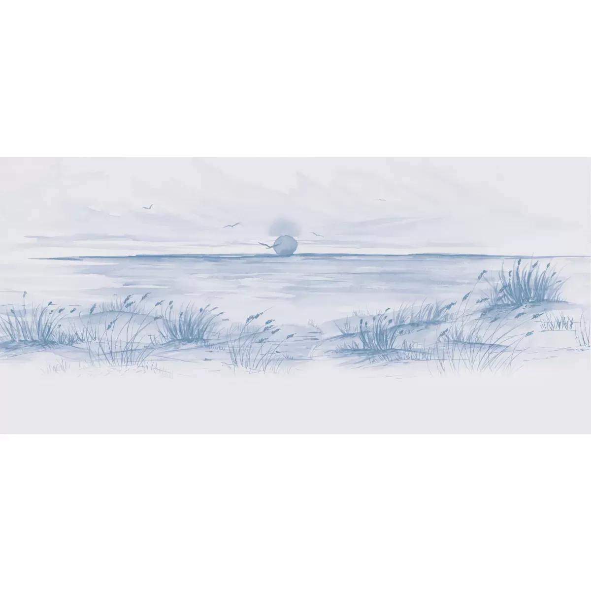 Illustration numéro 2 du produit Papier peint panoramique coucher de soleil bleu 375x250cm