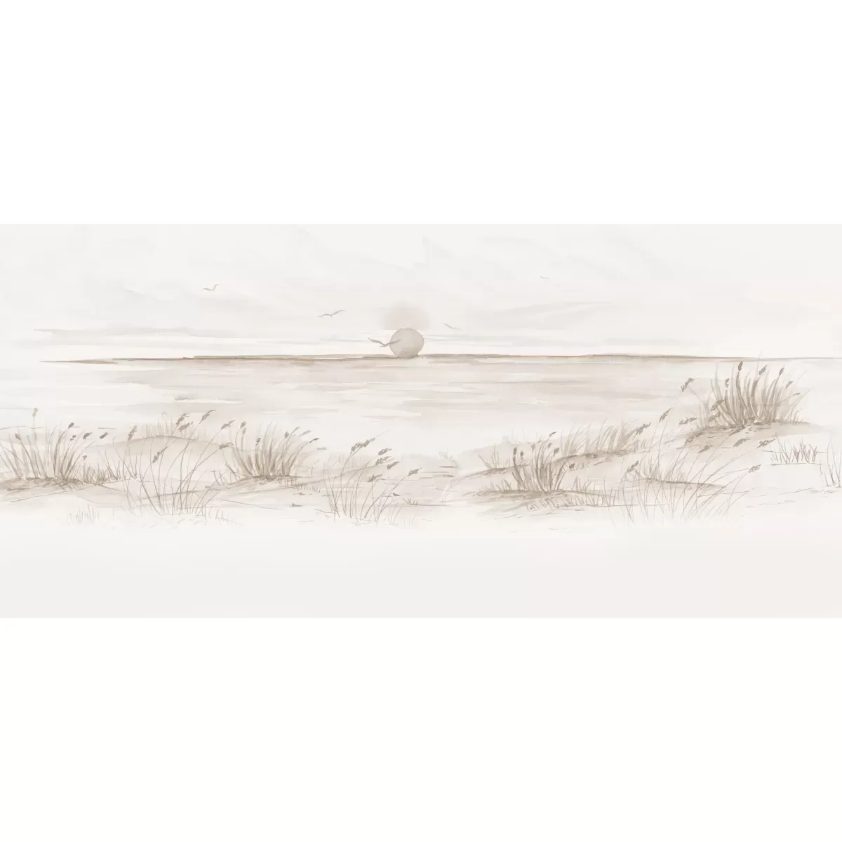 Illustration numéro 2 du produit Papier peint panoramique coucher de soleil beige 300x250cm