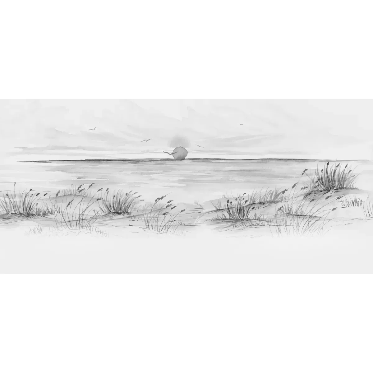 Illustration numéro 2 du produit Papier peint panoramique coucher de soleil gris 375x250cm