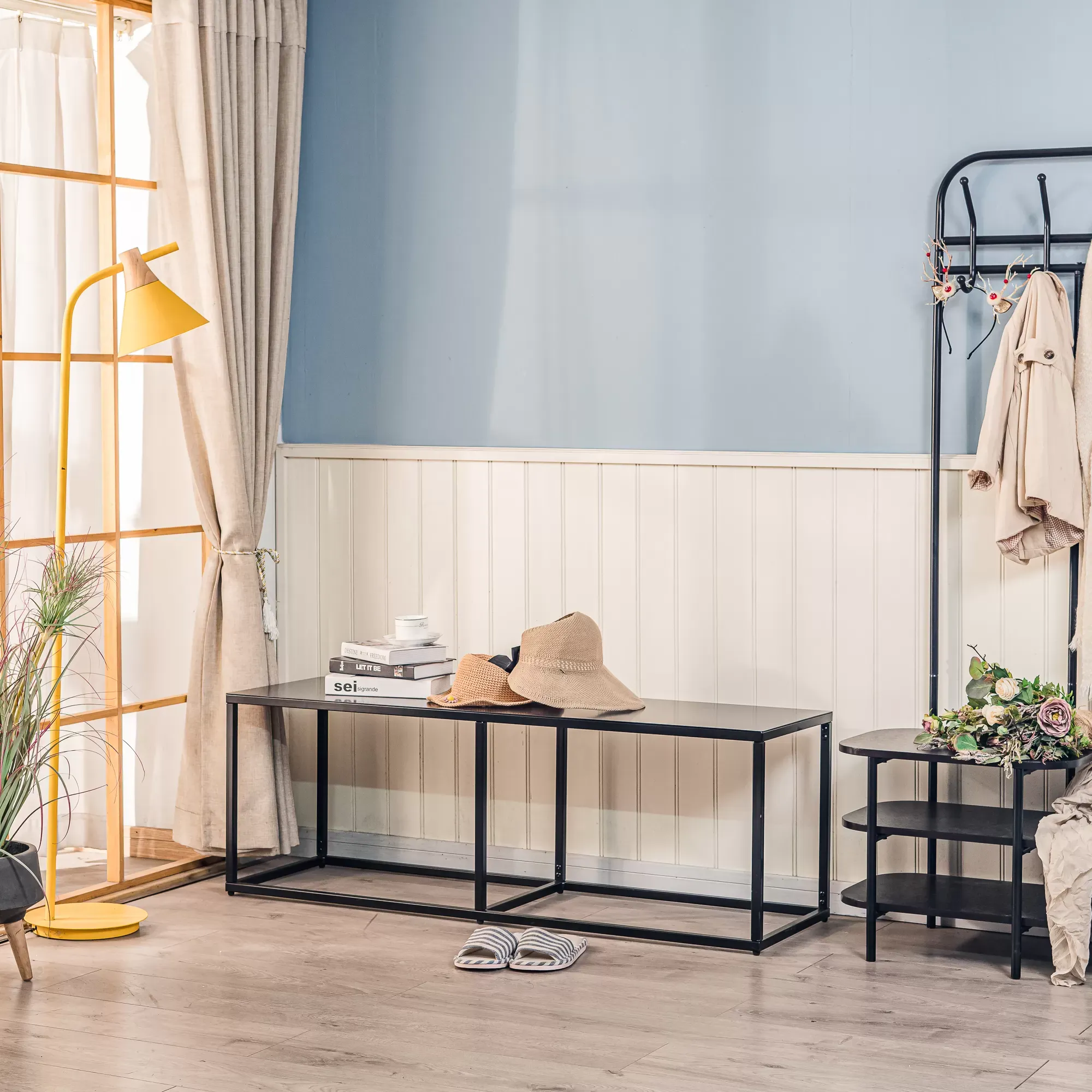 Illustration numéro 2 du produit Banc en métal style industriel noir