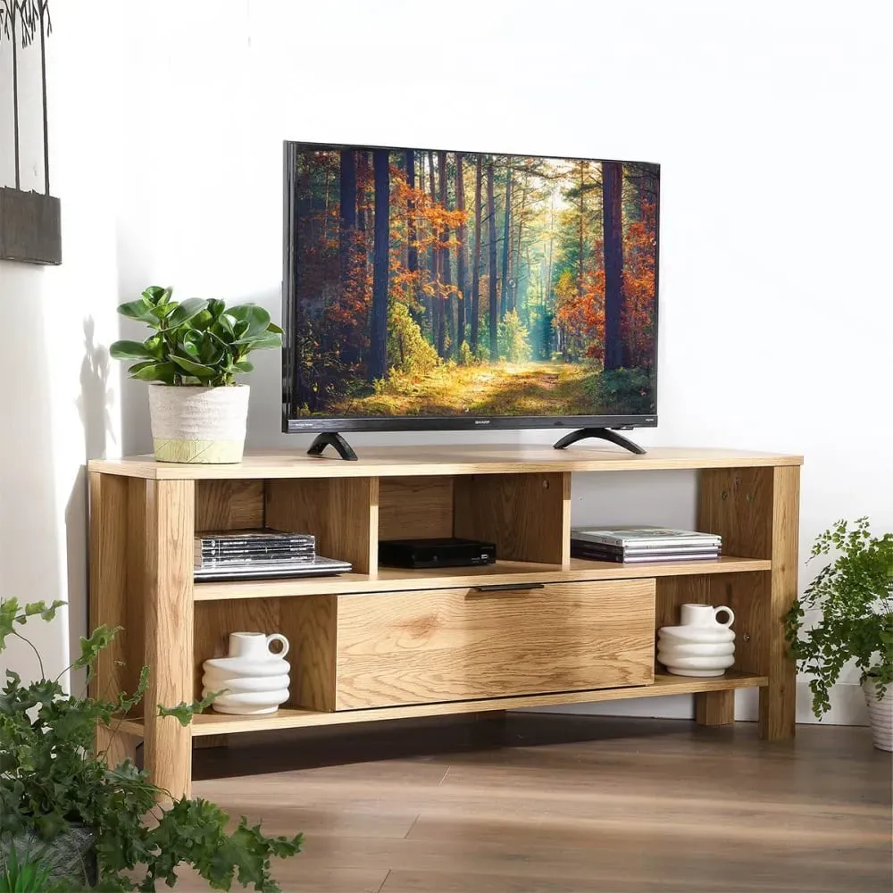 Illustration numéro 2 du produit Meuble TV d'Angle 1 Tiroir Décor Chêne - L120 cm