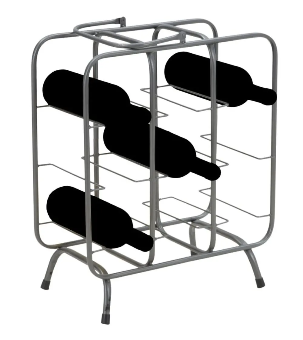 Illustration numéro 2 du produit Porte-bouteilles 9 places en métal gris 40x23x47,5  cm