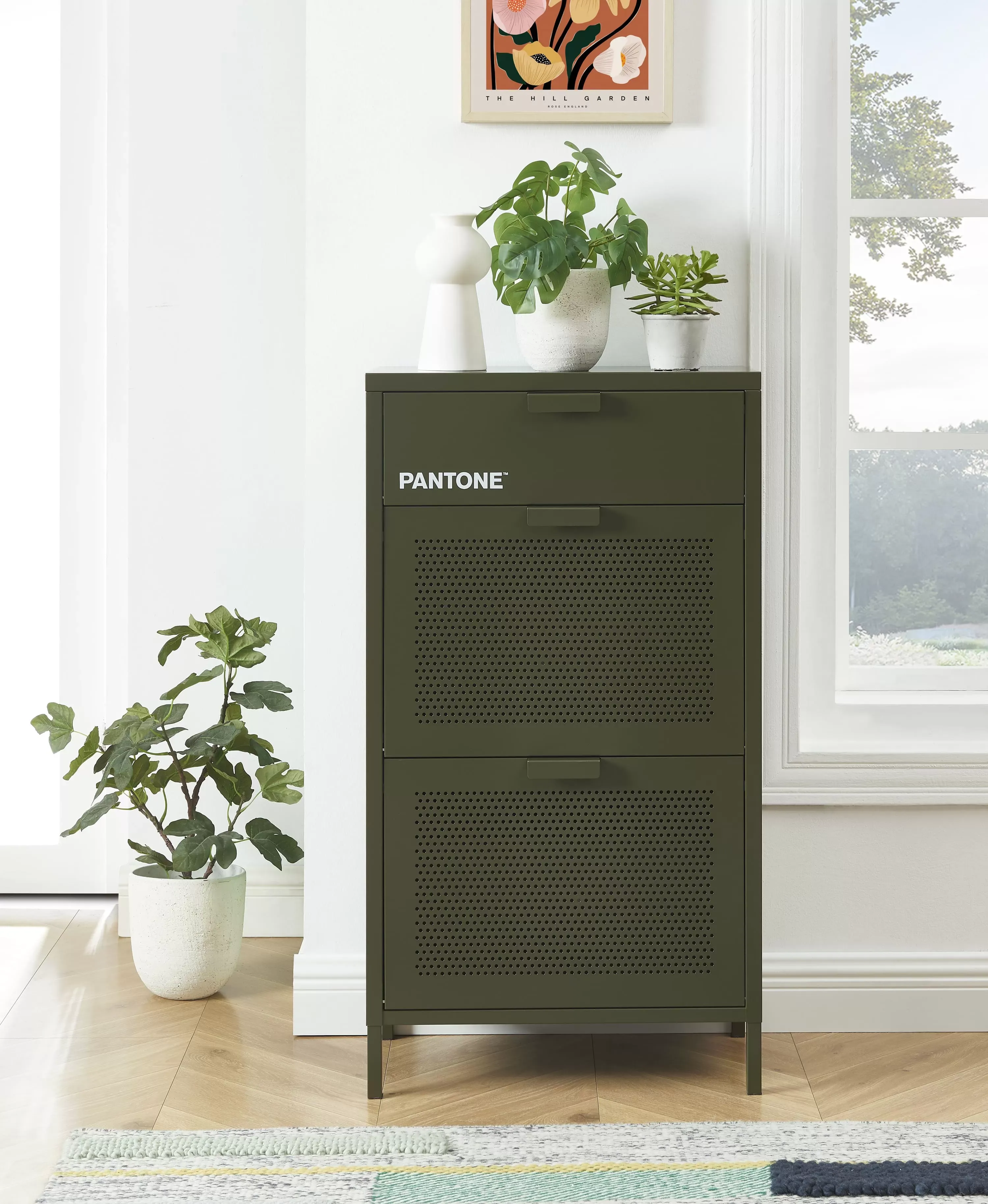 Illustration numéro 2 du produit Meuble à chaussures métal olive foncé 55cm