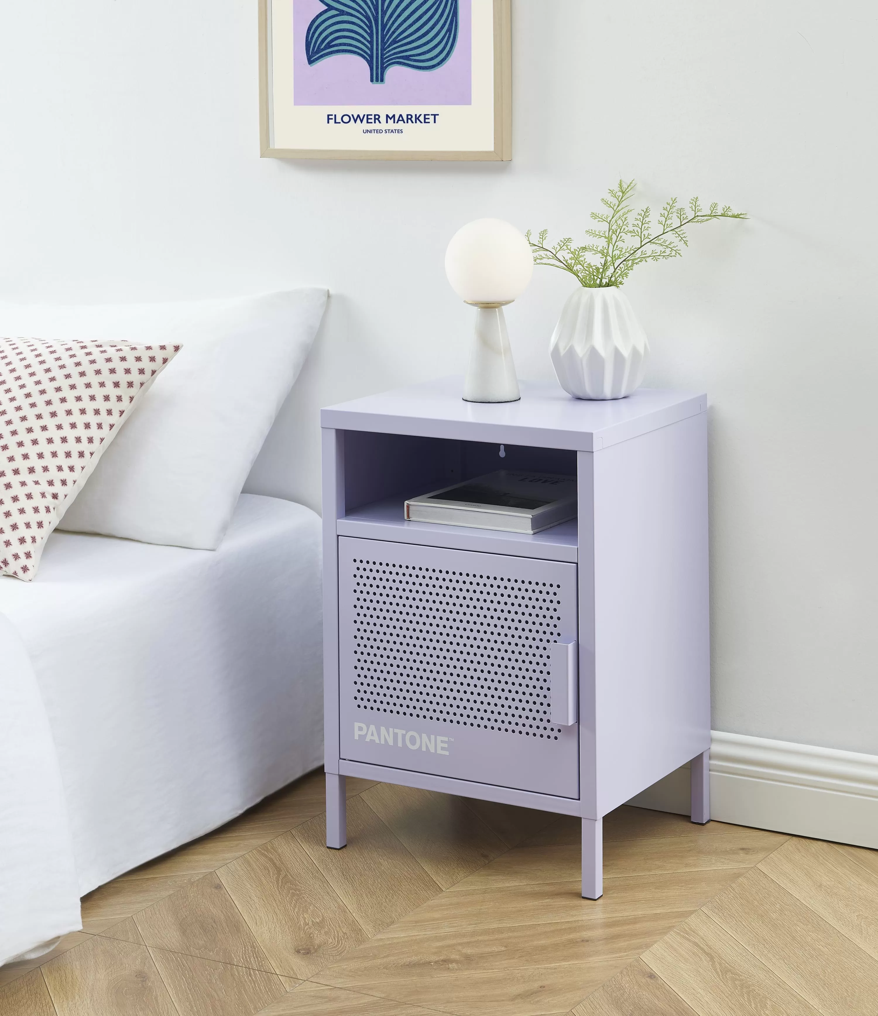 Illustration numéro 2 du produit Table de chevet  métal lilas 40cm