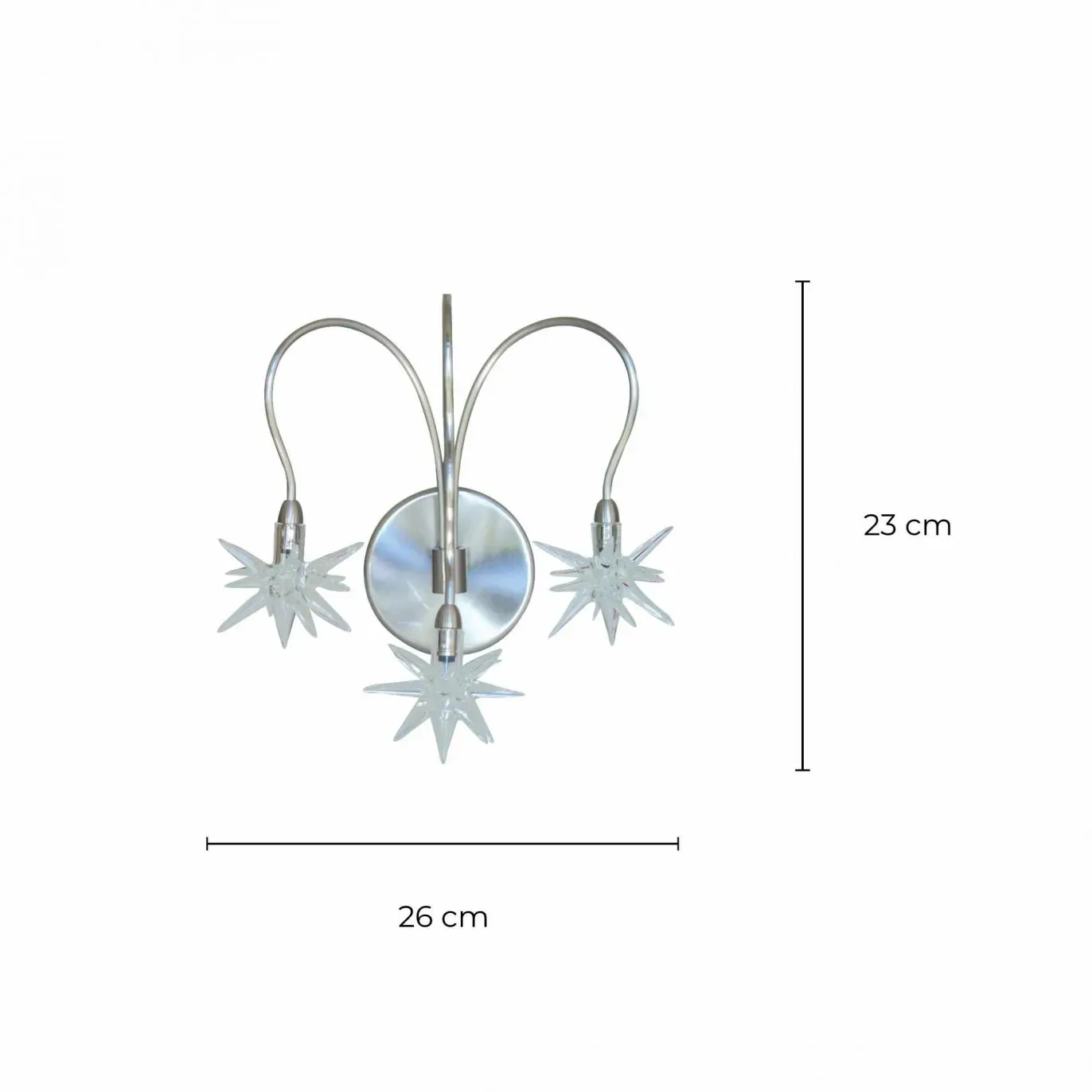 Illustration numéro 2 du produit Applique en métal chromé, verre forme étoile transparent