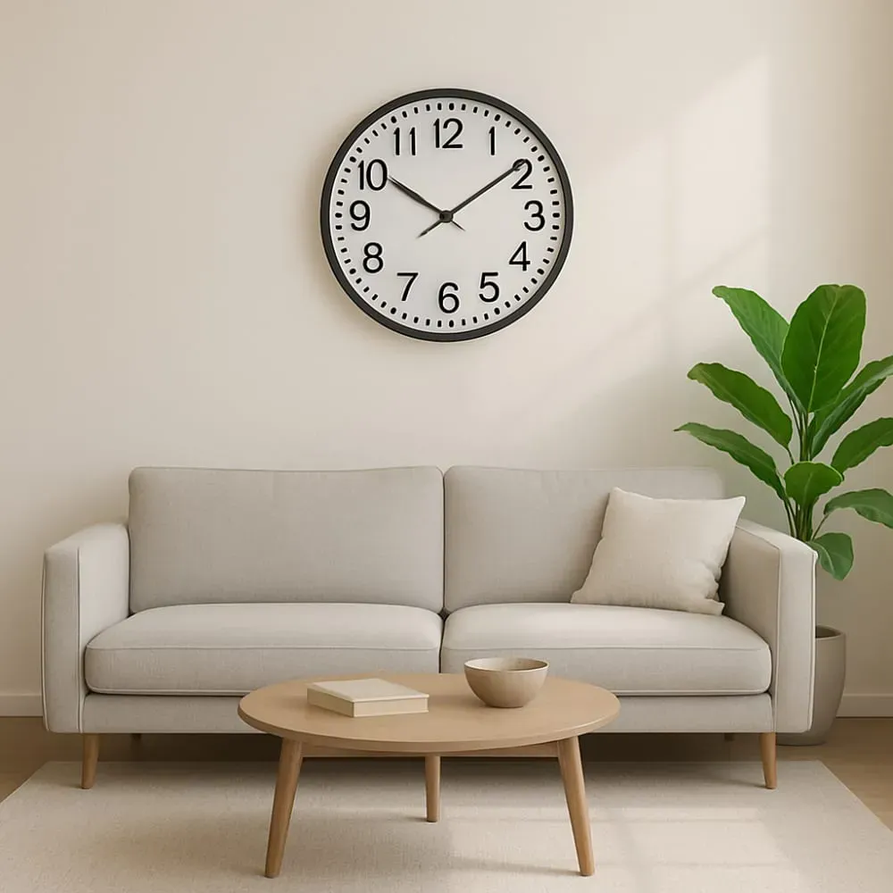 Illustration numéro 2 du produit Horloge murale en bois noir et blanc H80