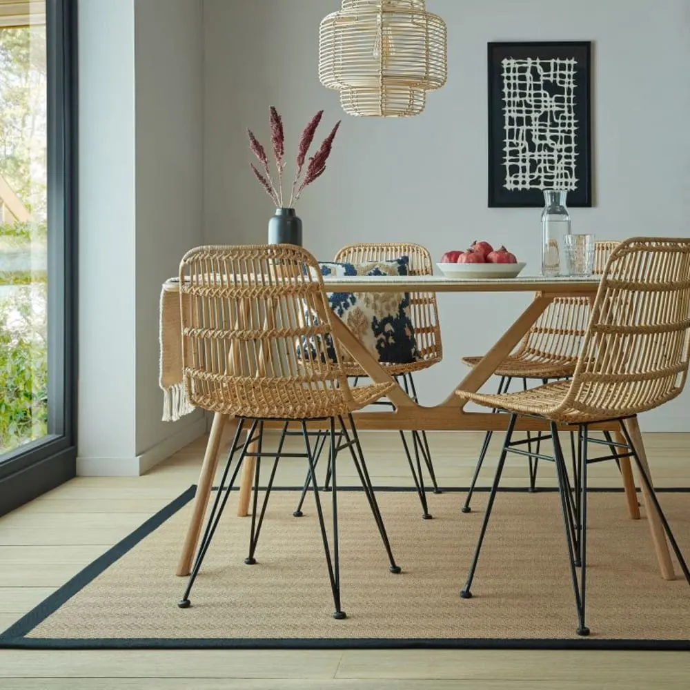 Illustration numéro 2 du produit Tapis en jute beige avec bords noirs