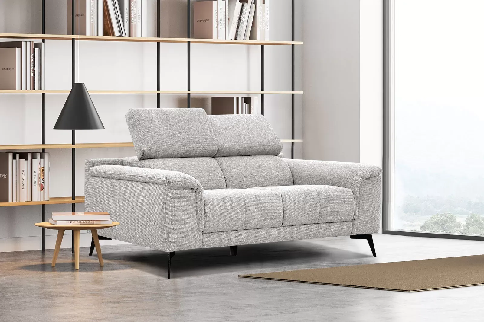 Illustration numéro 2 du produit Canapé 2 places avec appuie-tête réglables, beige