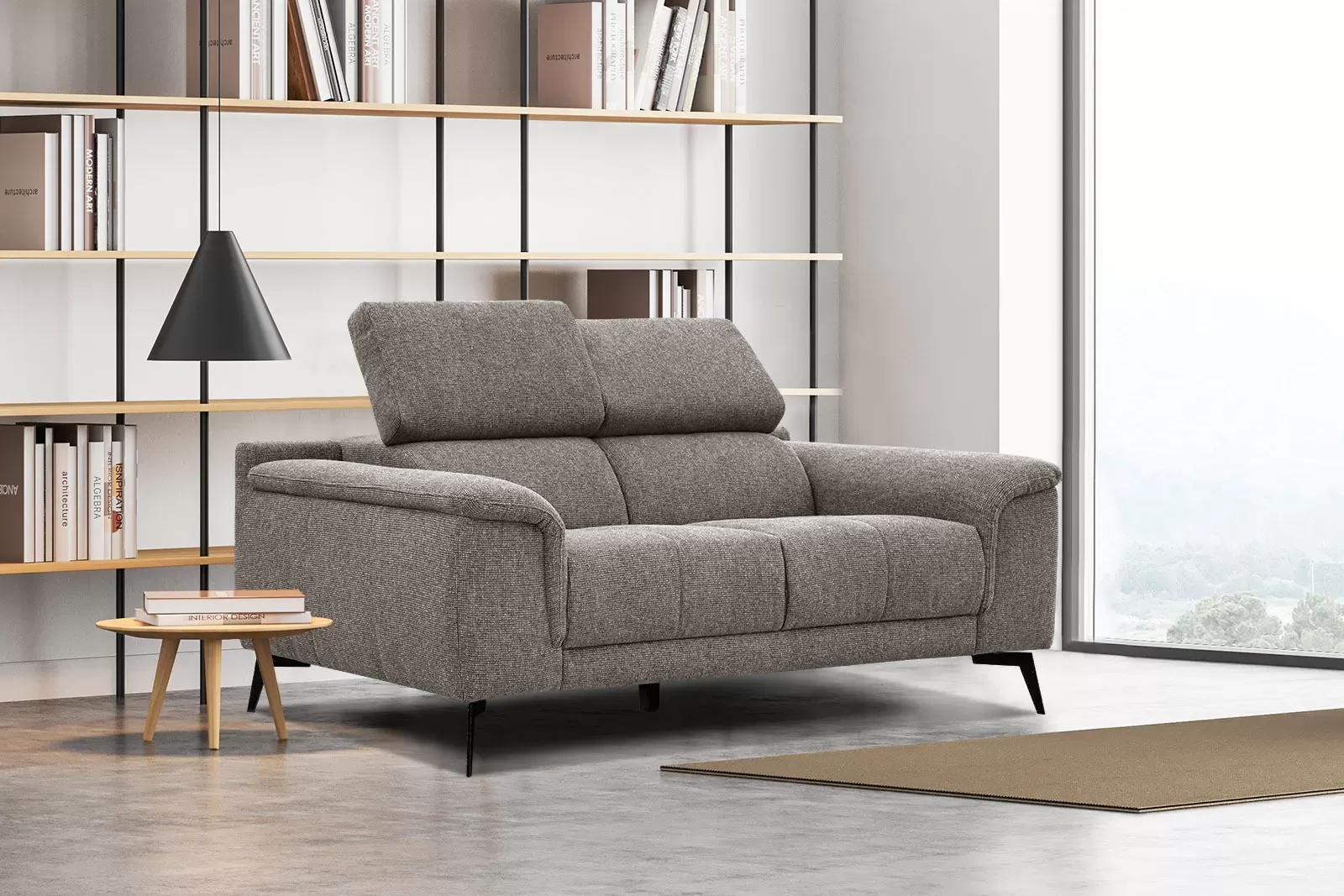 Illustration numéro 2 du produit Canapé 2 places avec appuie-tête réglables, beige