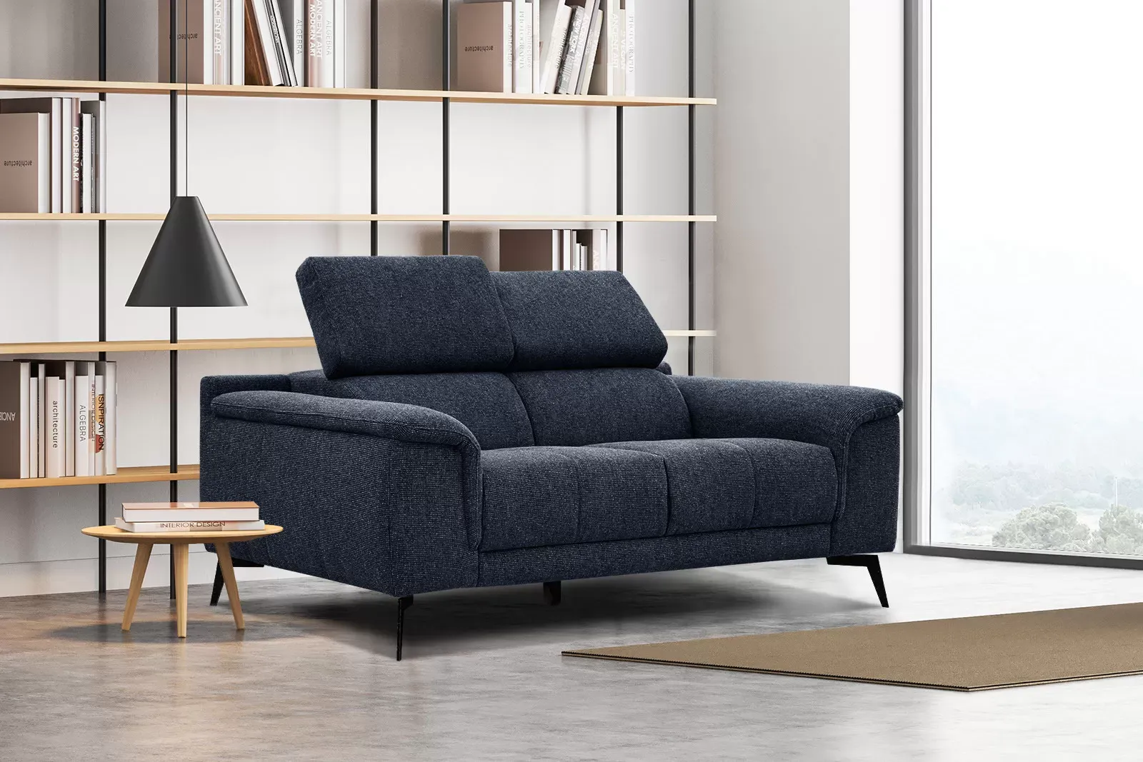 Illustration numéro 2 du produit Canapé 2 places avec appuie-tête réglables, bleu