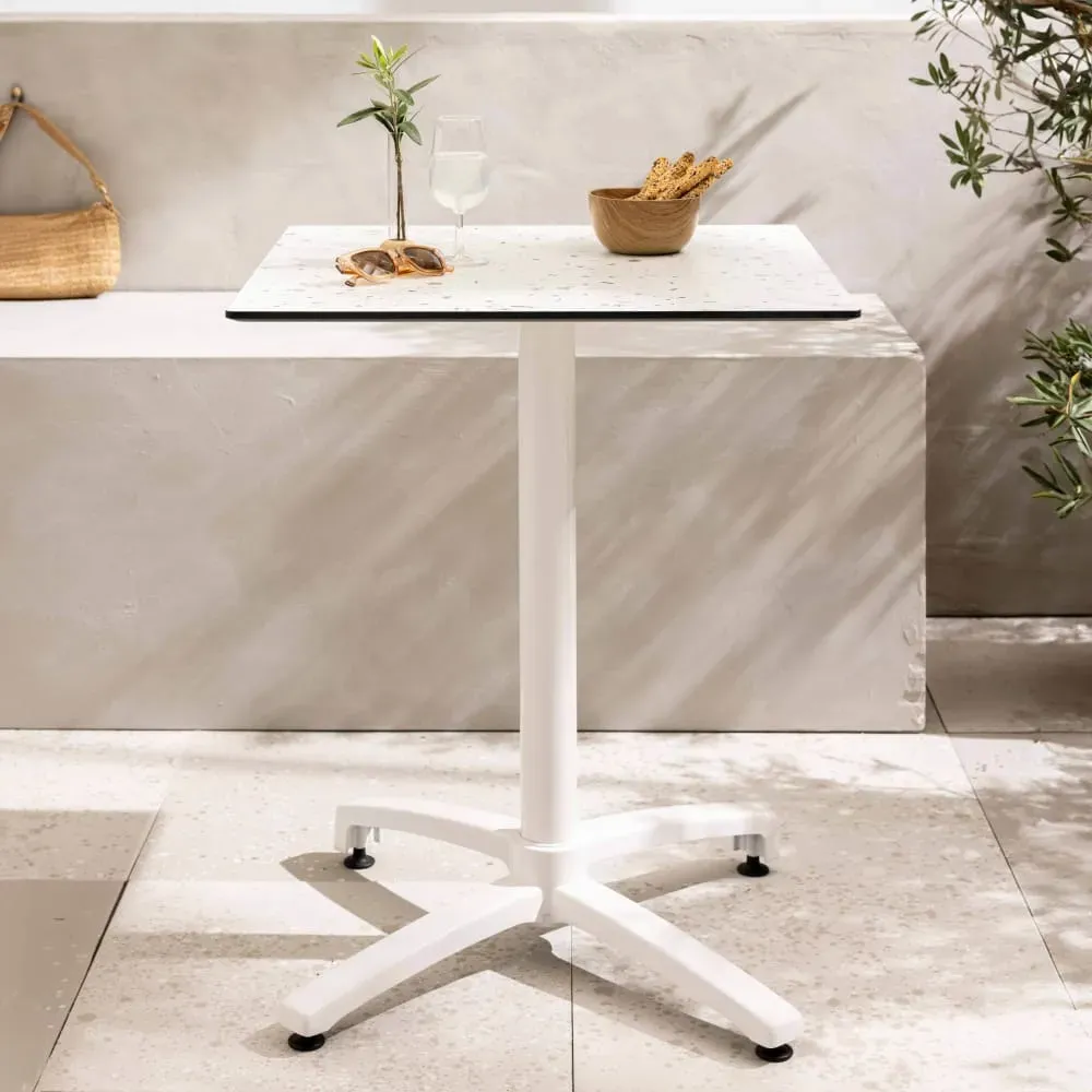 Illustration numéro 2 du produit Table de terrasse 60 x 60 cm inclinable stratifié terrazzo moucheté