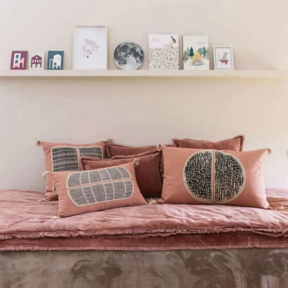 Illustration numéro 2 du produit Plaid en Coton rose 135x200 cm