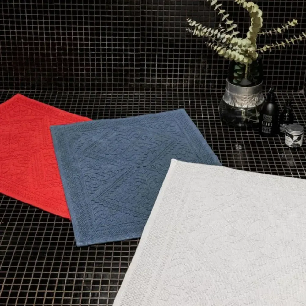 Illustration numéro 2 du produit Tapis de bain en Coton bleu 54x64 cm