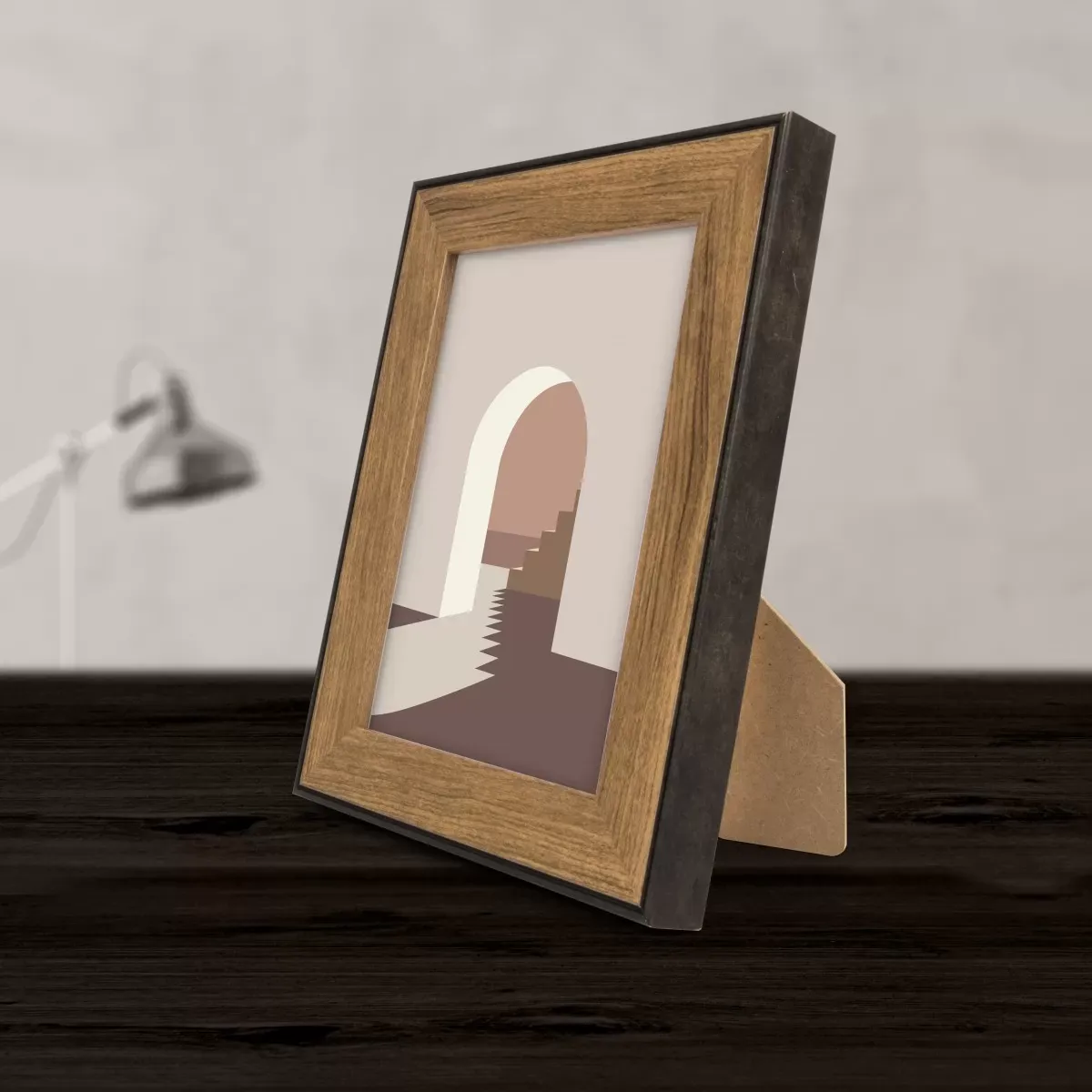 Illustration numéro 2 du produit Cadre photo marron et noir 13x18 cm résine recyclée