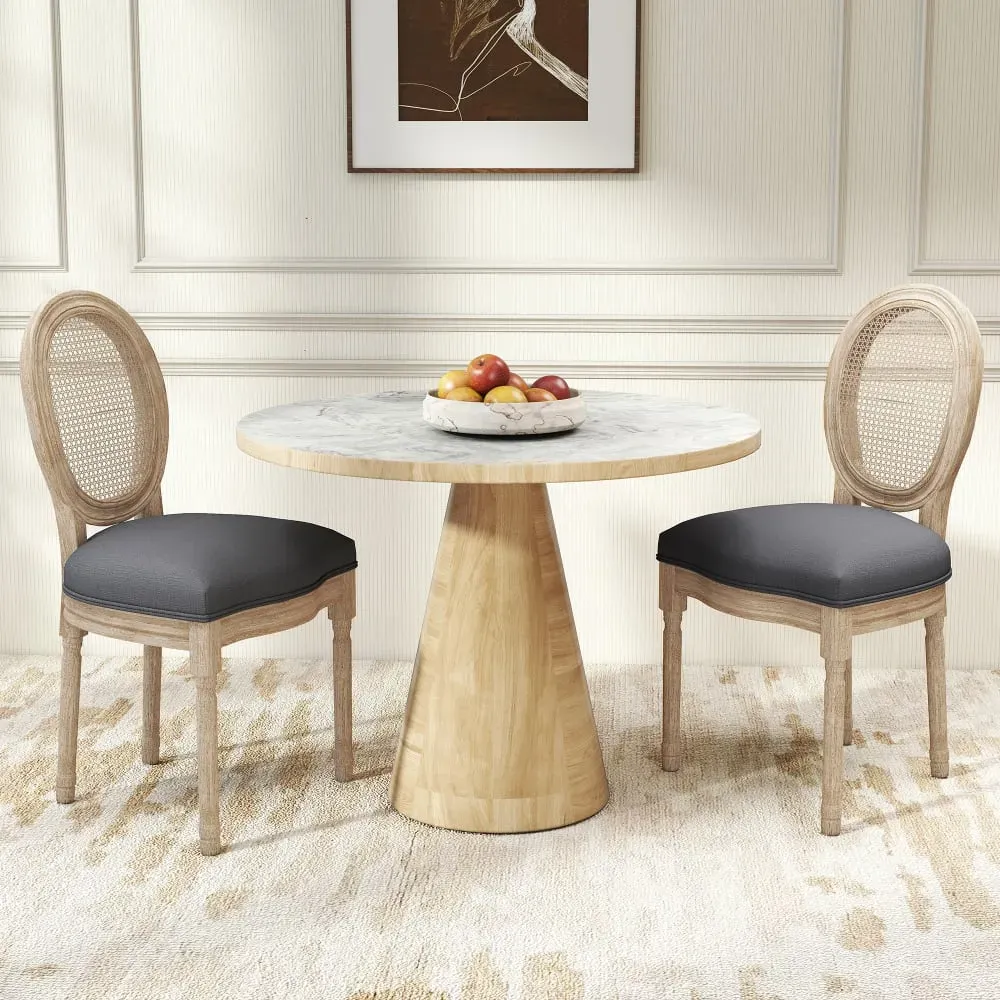 Illustration numéro 2 du produit Lot de 2 chaises de salle à manger médaillon style Louis XVI gris