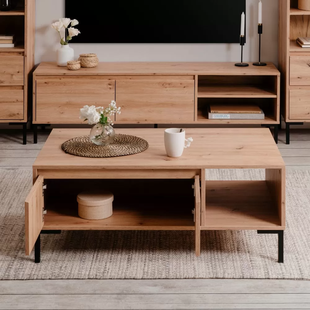 Illustration numéro 2 du produit Table basse en bois avec rangements