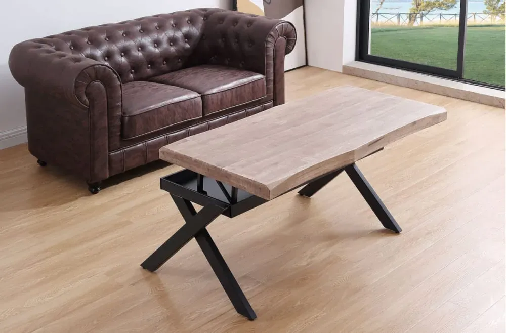 Illustration numéro 2 du produit Table basse rehaussable en bois de chêne et acier noir