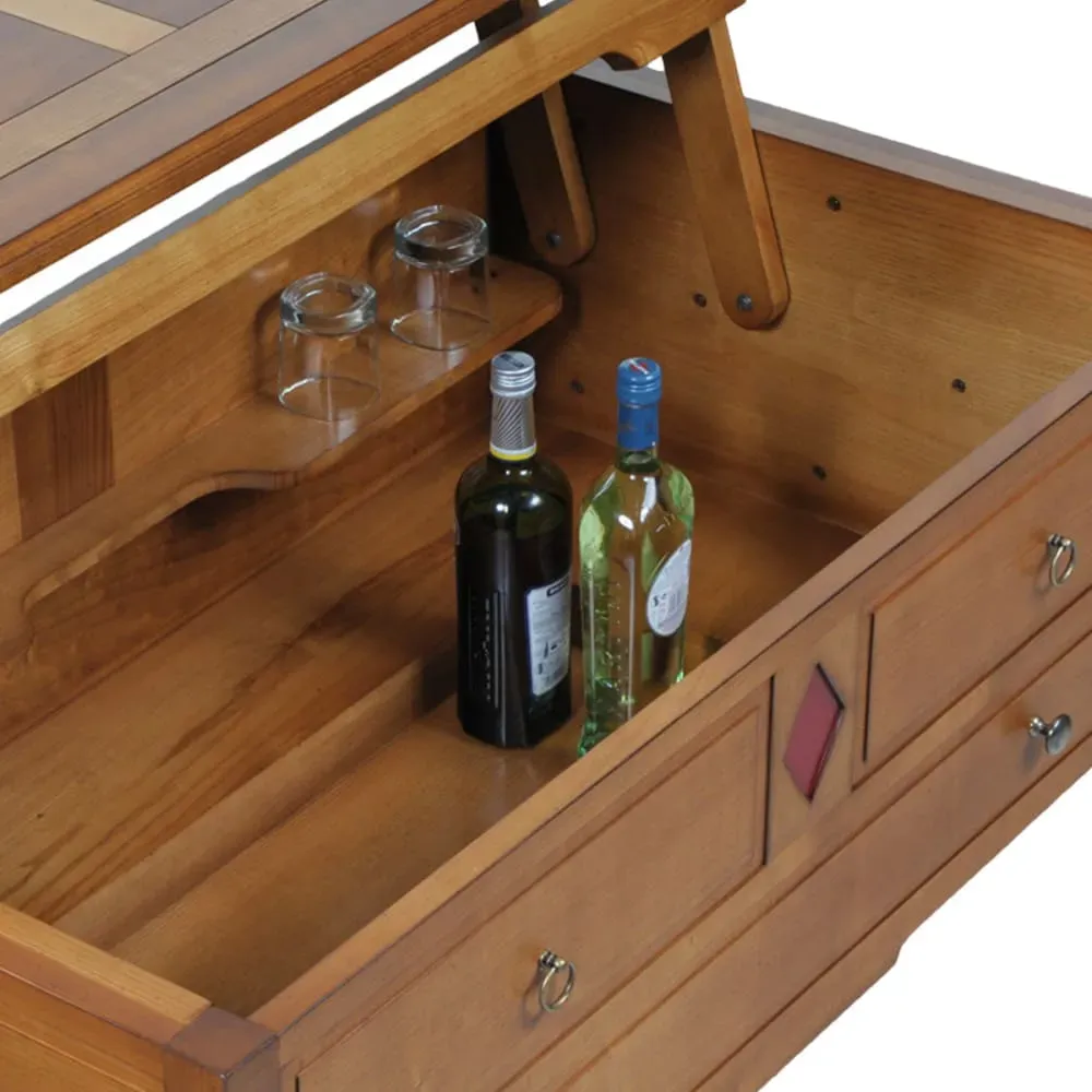 Illustration numéro 2 du produit Table basse relevable dînatoire en merisier massif