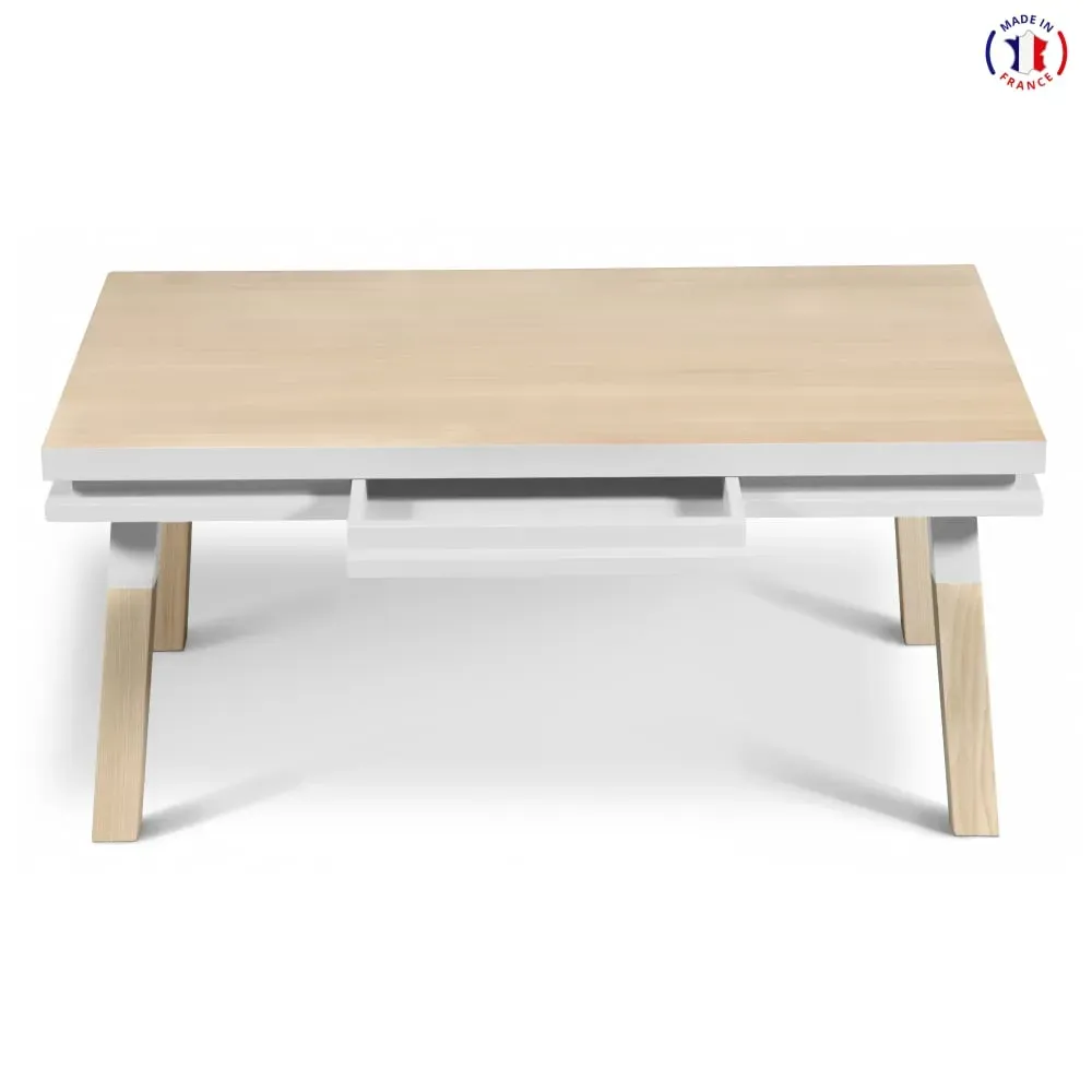 Illustration numéro 2 du produit Table basse avec tiroir 100 cm, 100% frêne massif