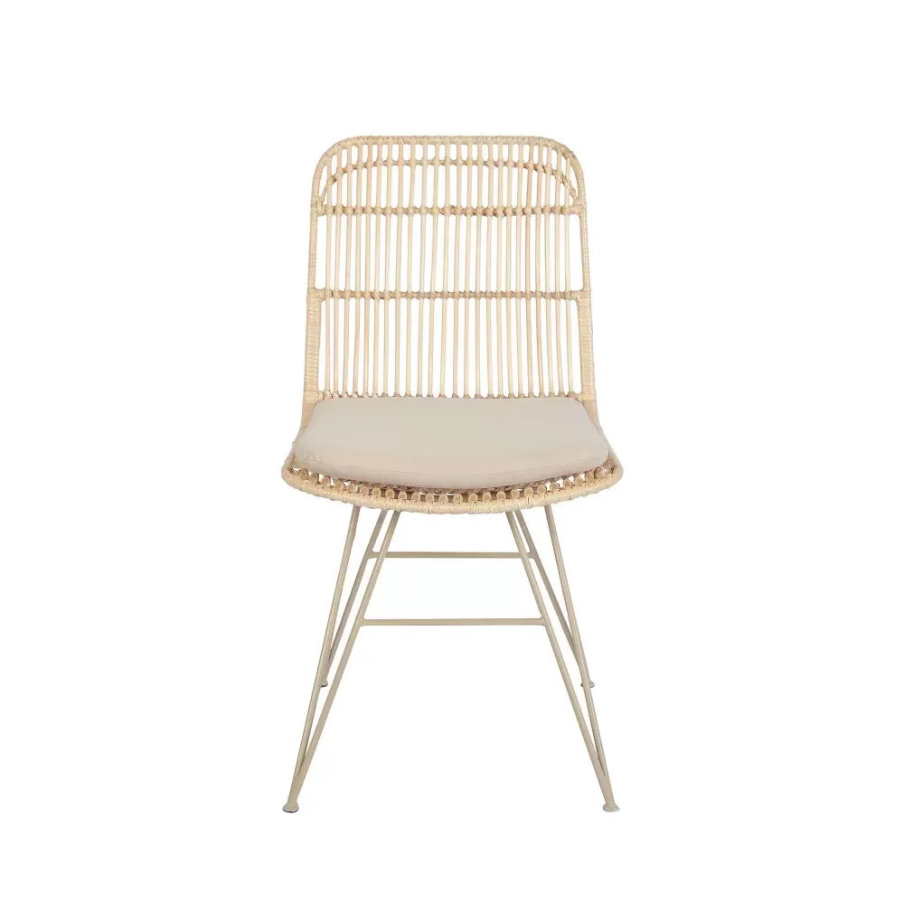 Illustration numéro 2 du produit Lot de 2 chaises design en rotin pieds beiges - Naturel