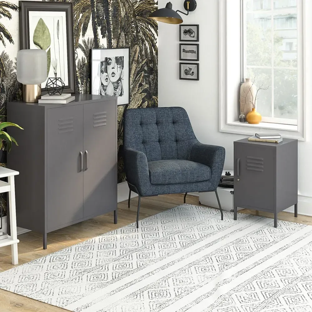 Illustration numéro 2 du produit Table d'appoint avec 1 porte en métal gris graphite