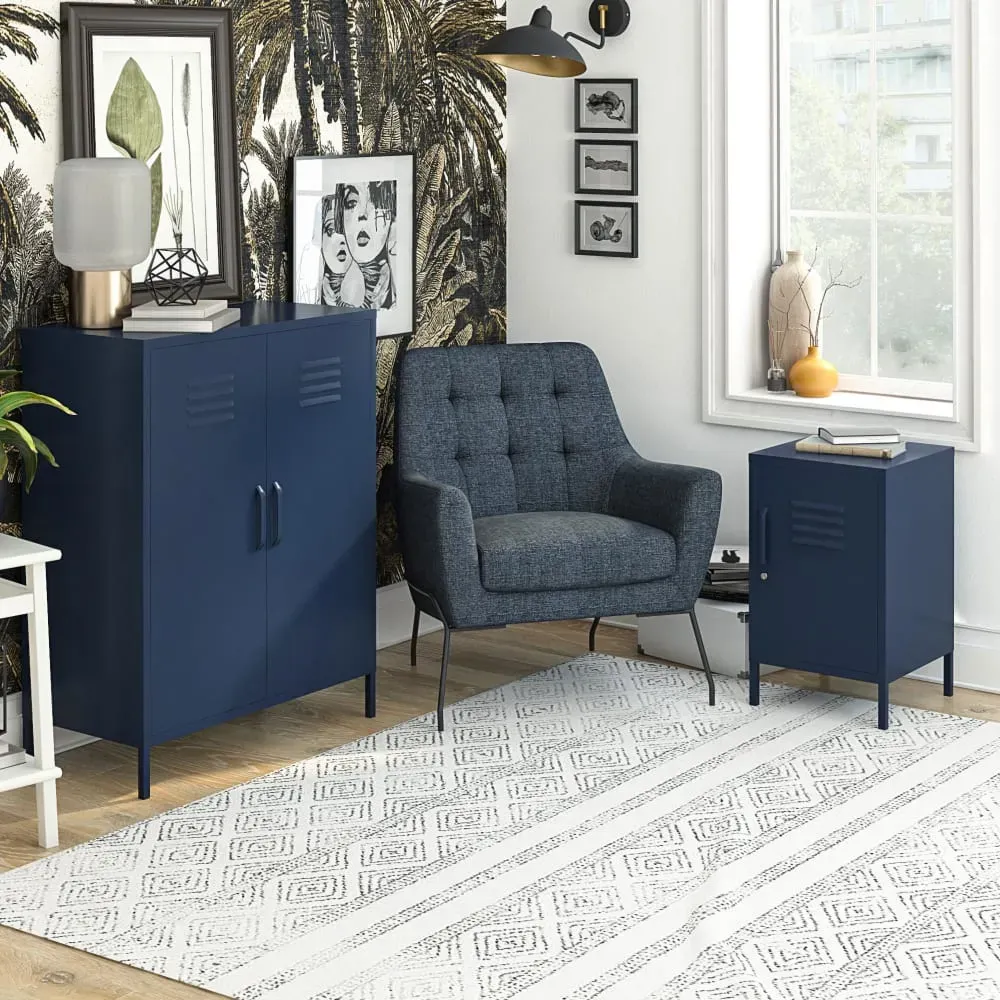 Illustration numéro 2 du produit Table d'appoint avec 1 porte en métal marine