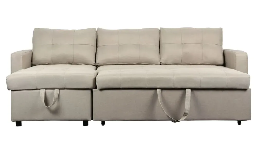 Illustration numéro 2 du produit Canapé d'angle convertible tissu beige