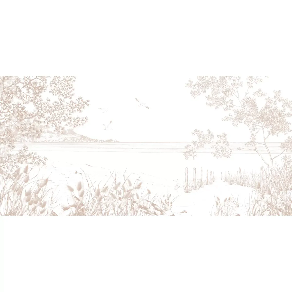 Illustration numéro 2 du produit Papier peint panoramique côtes sauvages beige 300x250cm