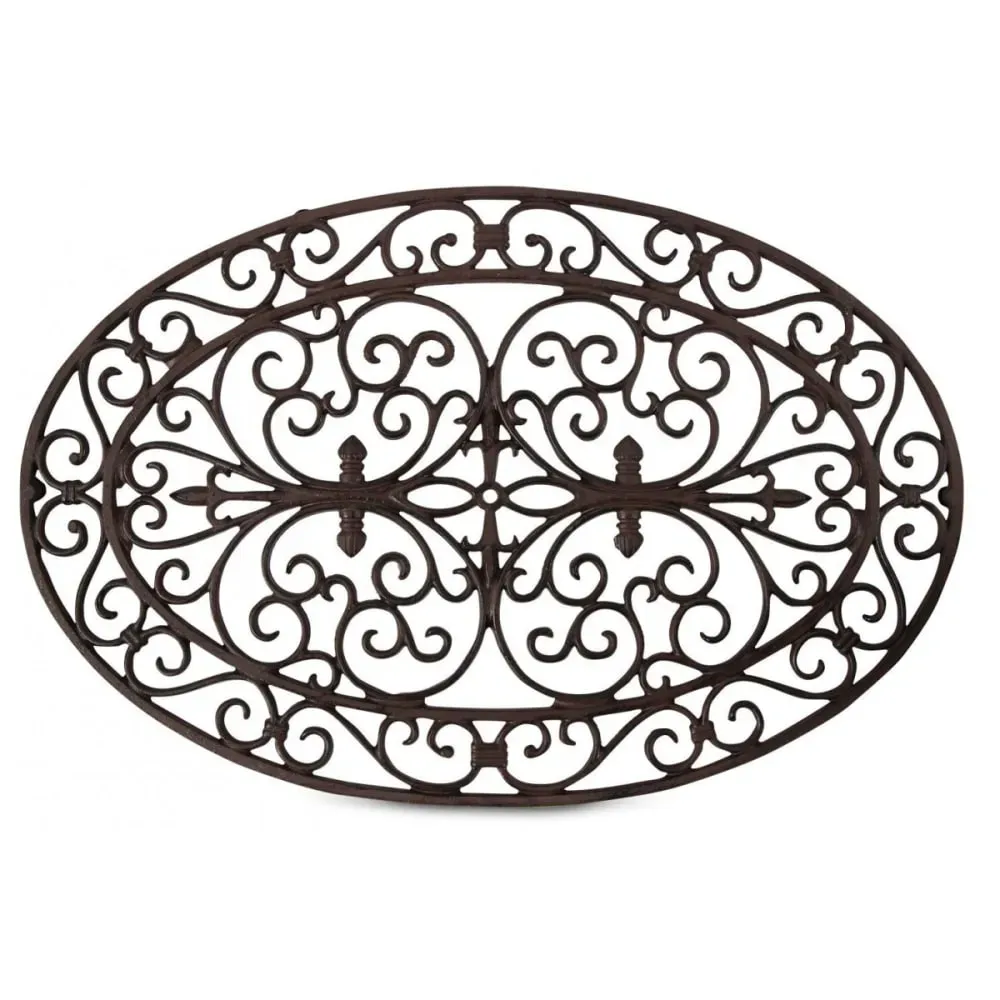 Illustration numéro 2 du produit Paillasson ovale fonte marron