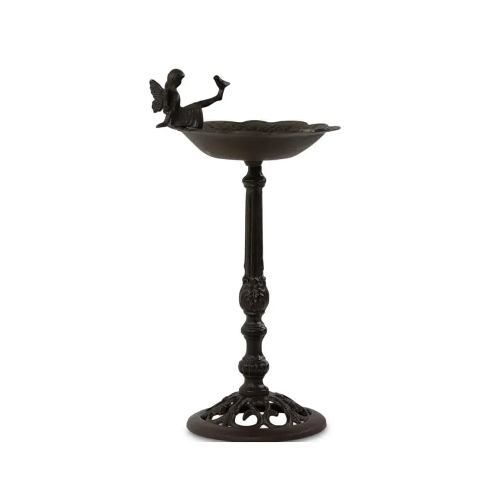 Illustration numéro 2 du produit Abreuvoir oiseau ange sur pied fonte marron