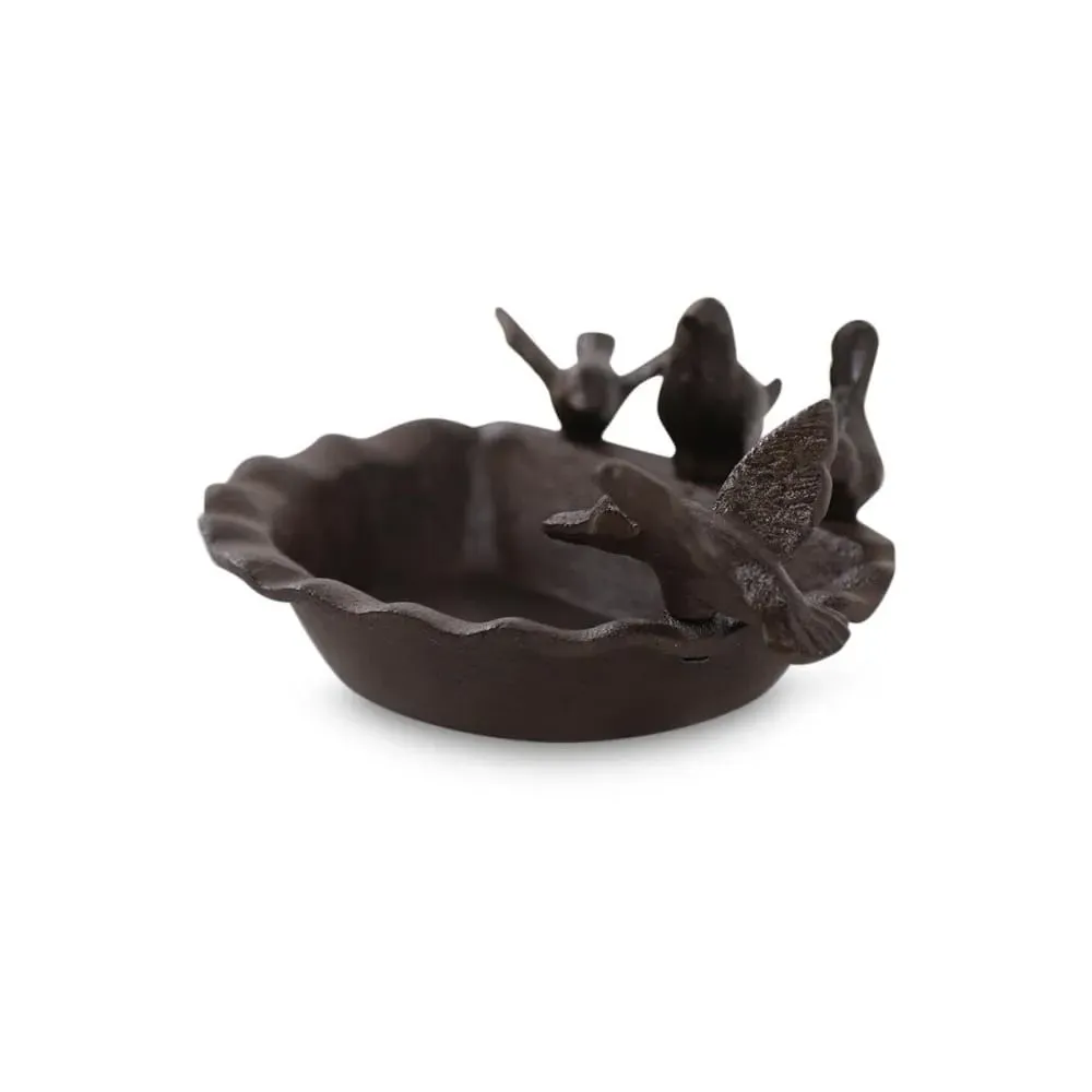 Illustration numéro 2 du produit Abreuvoir 4 oiseaux fonte marron