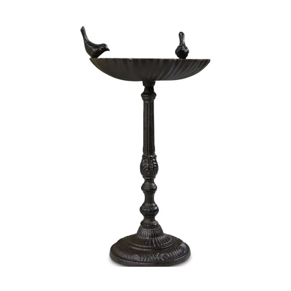 Illustration numéro 2 du produit Abreuvoir 2 oiseaux sur pied fonte marron