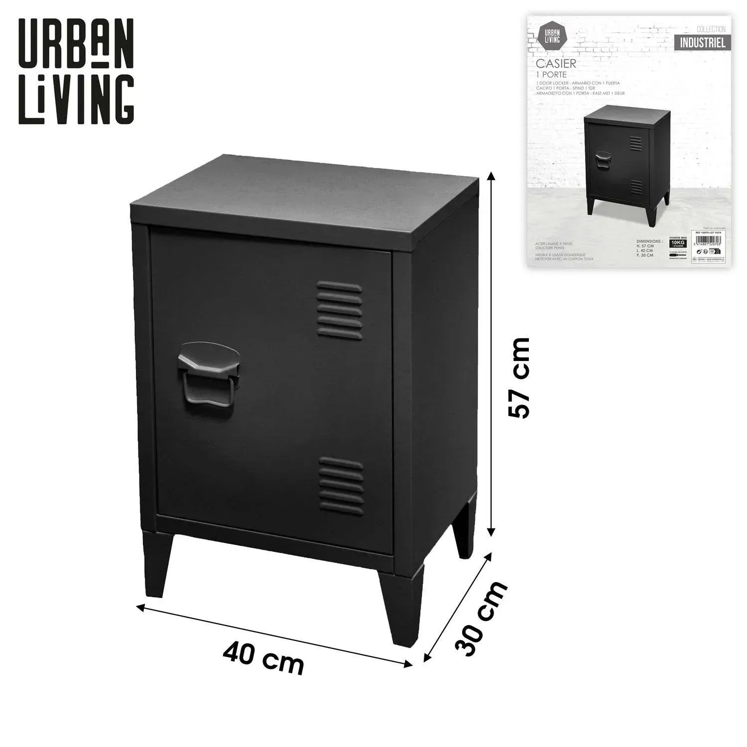 Illustration numéro 2 du produit Casier 1 porte noir