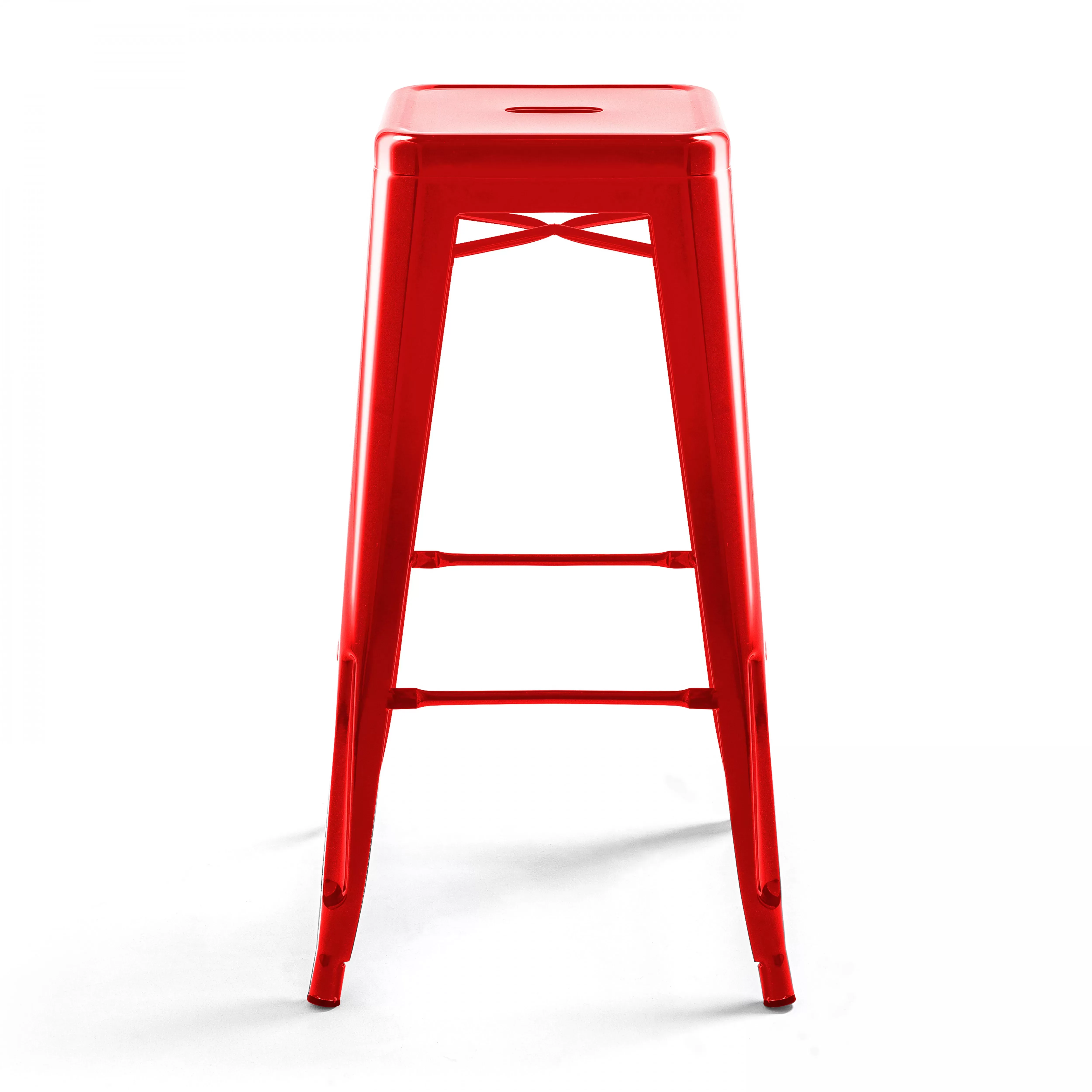 Illustration numéro 2 du produit Tabouret de bar en métal brillant rouge