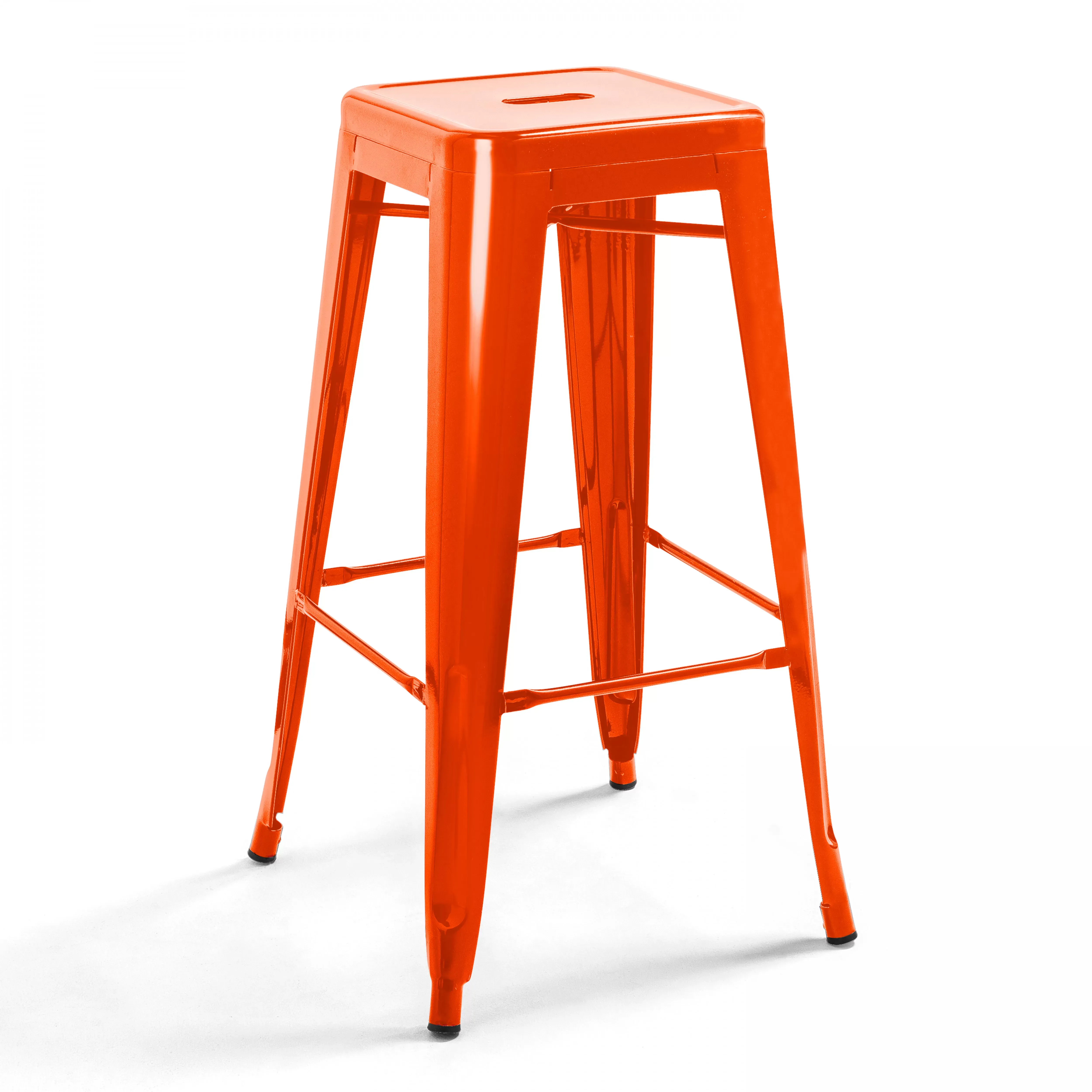 Illustration numéro 2 du produit Lot de 4 tabourets de bar en acier orange brillant
