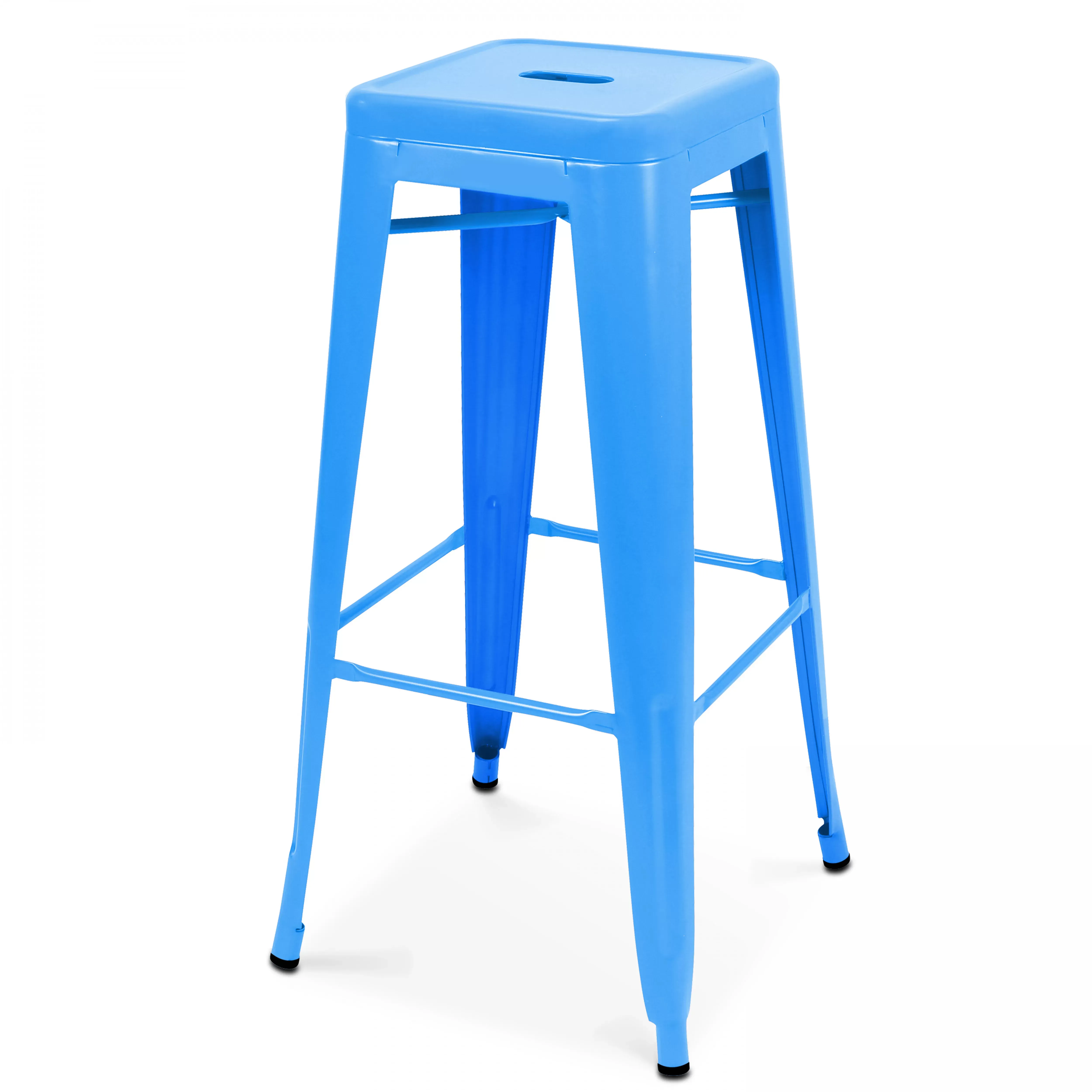 Illustration numéro 2 du produit Lot 4 tabourets de bar en métal bleu mat