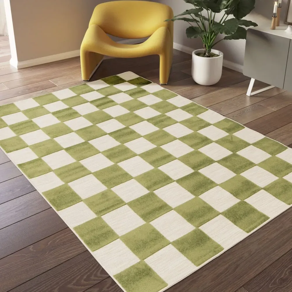 Illustration numéro 2 du produit Tapis intérieur et extérieur géométrique -160x230cm Vert Polypropylène