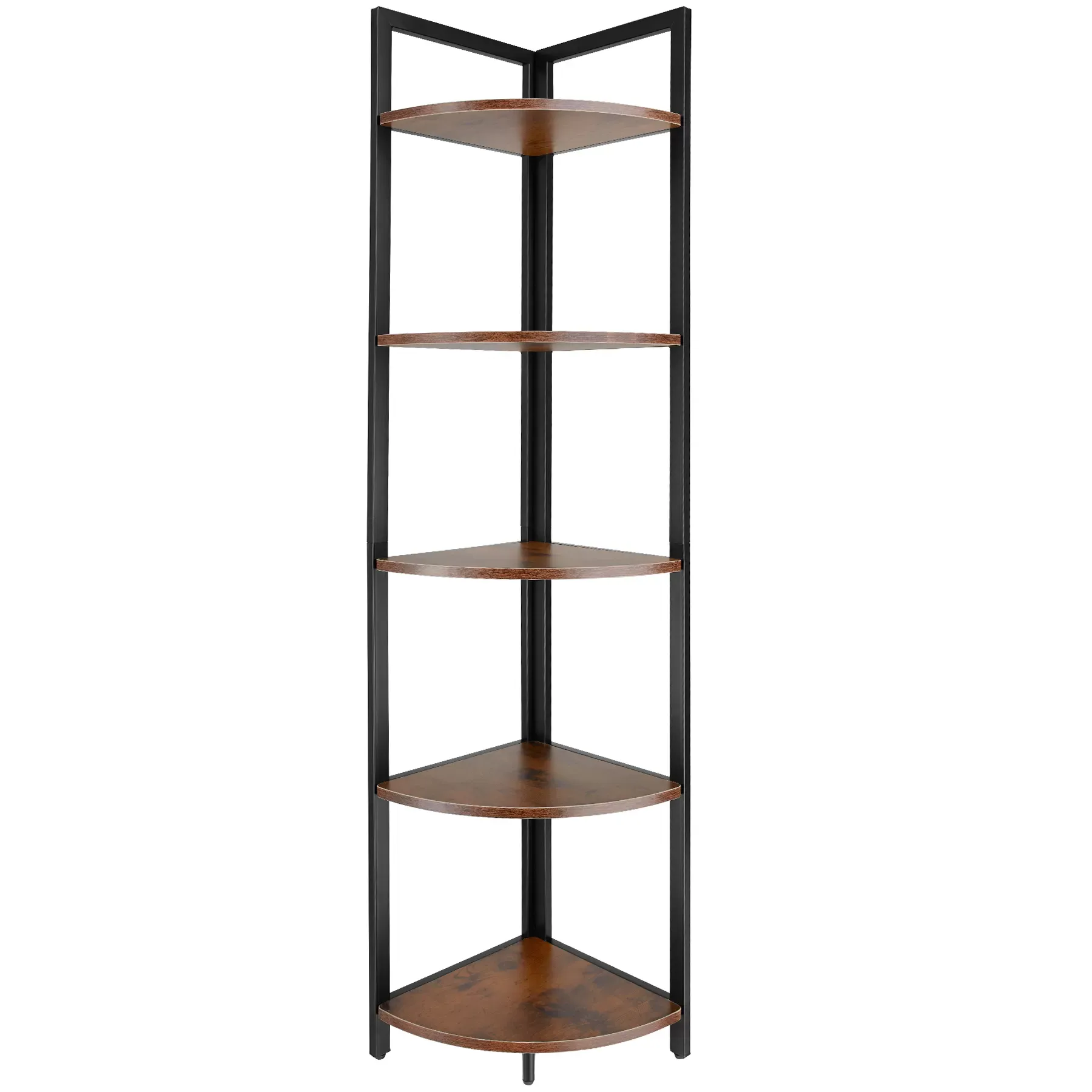 Illustration numéro 2 du produit Étagère d’angle style industriel 30x30x150 cm bois foncé