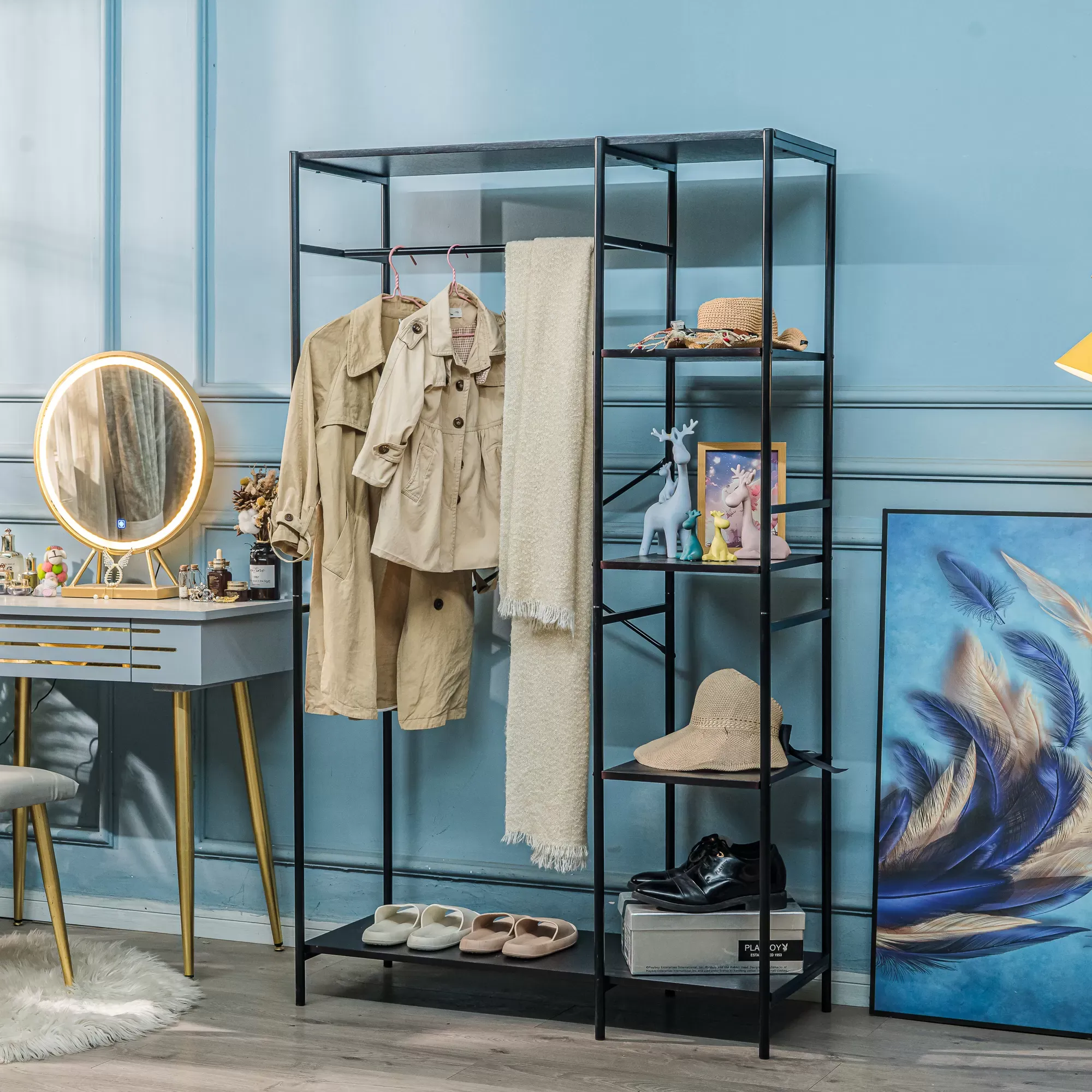 Illustration numéro 2 du produit Vestiaire d'entrée style industriel en métal noir